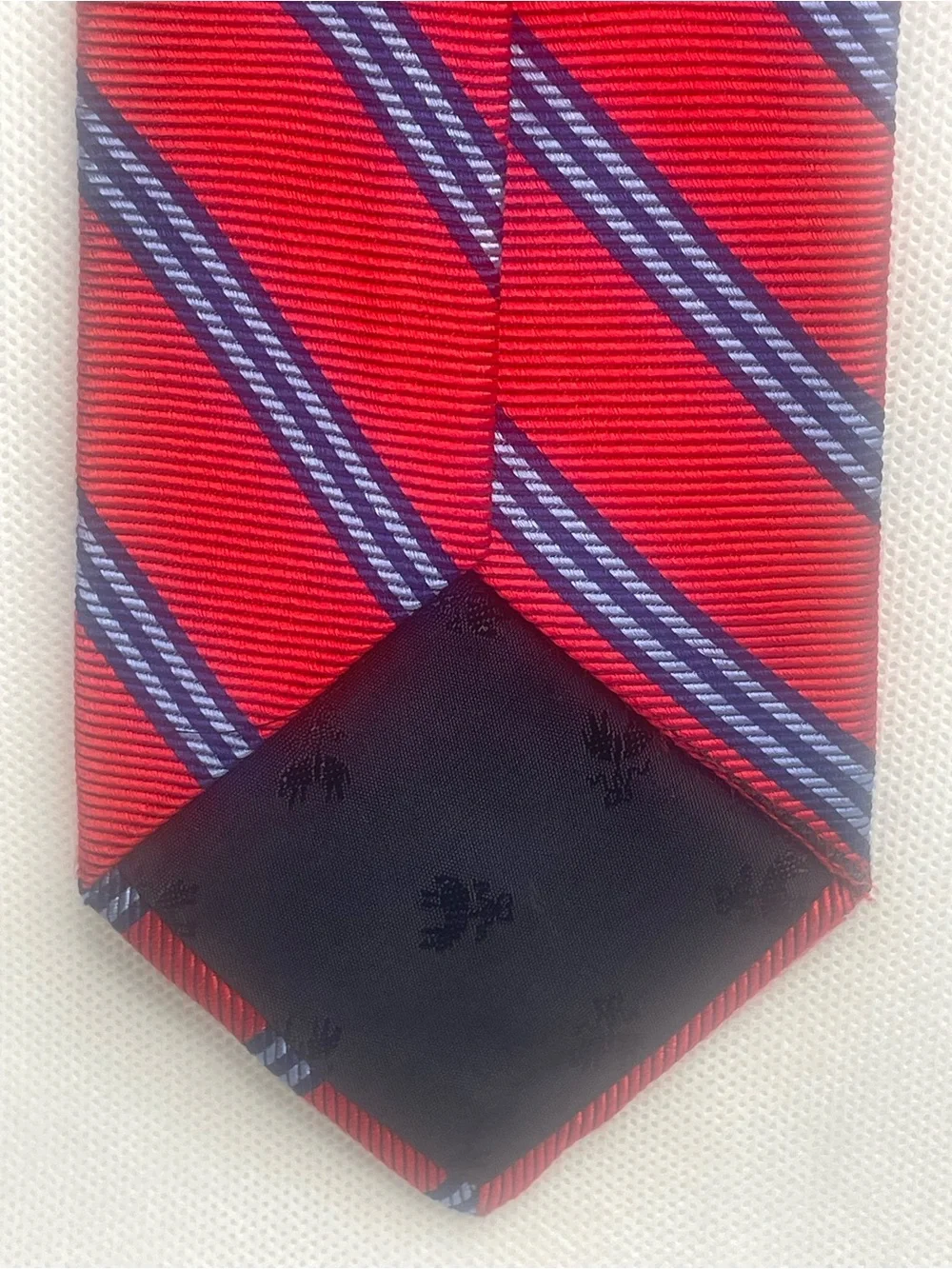 Brooks Brothers Makers Repp Silk Tie Red Preppy Blue Striped Textured Necktie